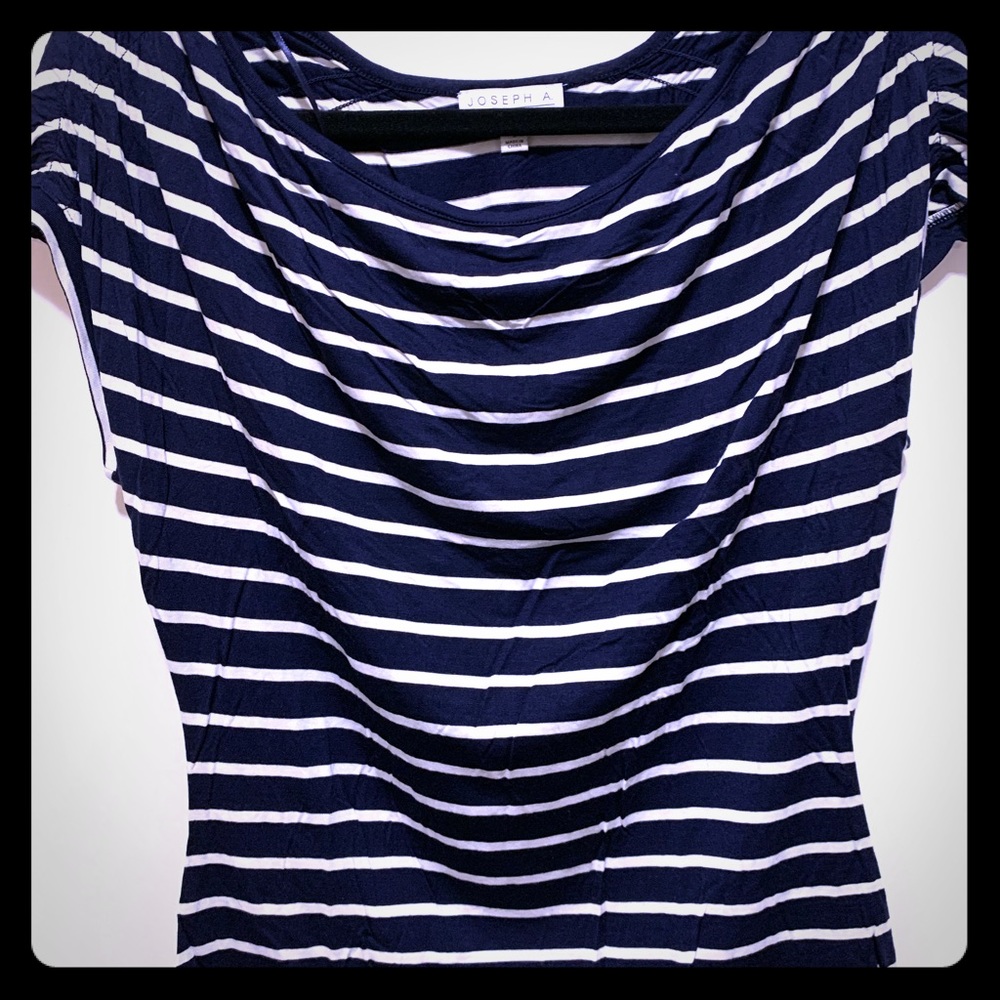 Blue and white Joseph A striped top